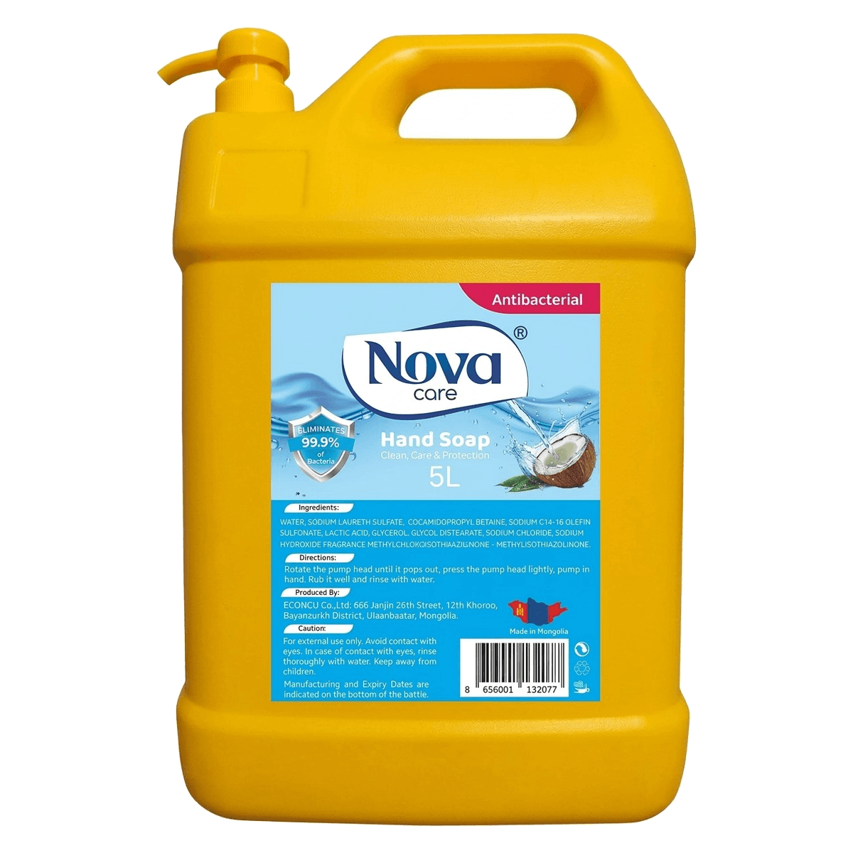 Nova - Гарын шингэн саван (Бактерийн эсрэг, кокос, 5Л)